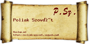 Poliak Szovát névjegykártya